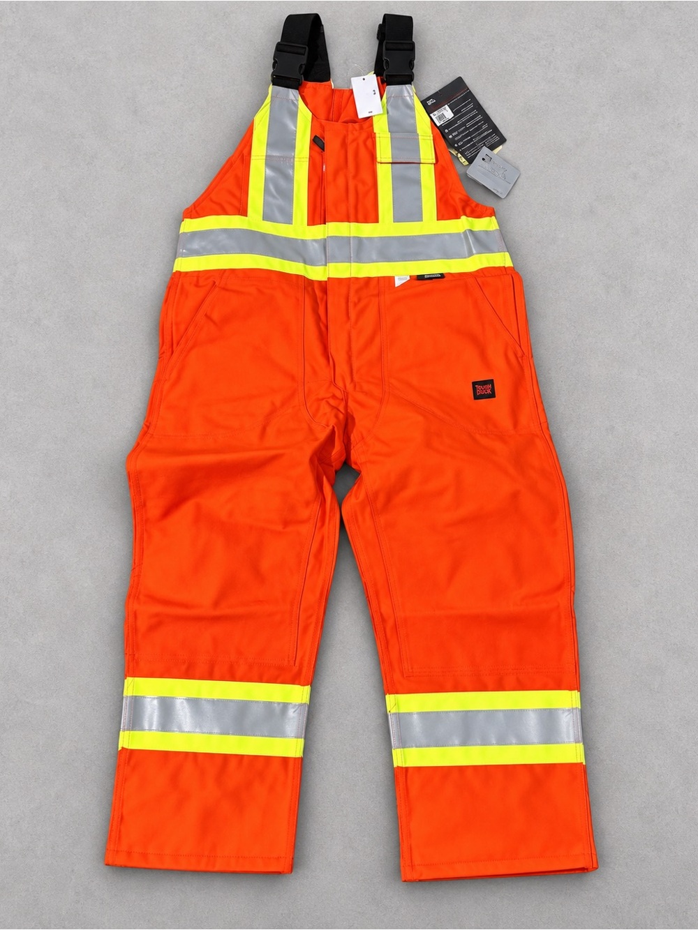 NWT Tough Duck Hi-Vis Safety Bib Overalls XL Orange CSA Reflective Workwear